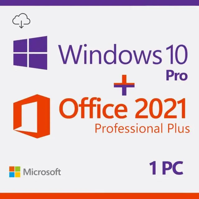 Licenças Windows 10 Pro + Microsoft Office 2021 Professional Plus - Envio Imediato Após a Compra